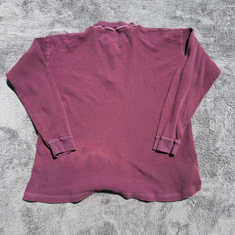 Unbranded Waffle Knit Henley Mens 2XL Burgundy Excellent Thermal Long Sleeve - Picture 4 of 6